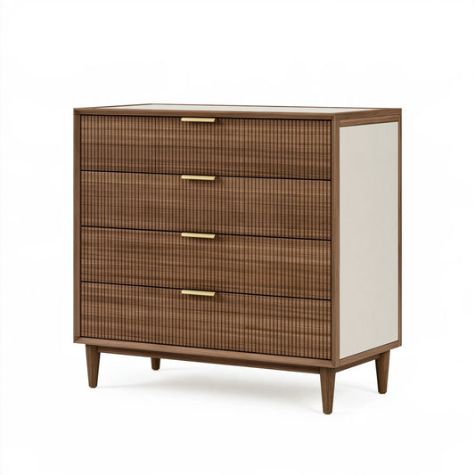Cassettiera 80 x 40 x 100 cm in legno marrone con 4 cassetti per camera stile moderno