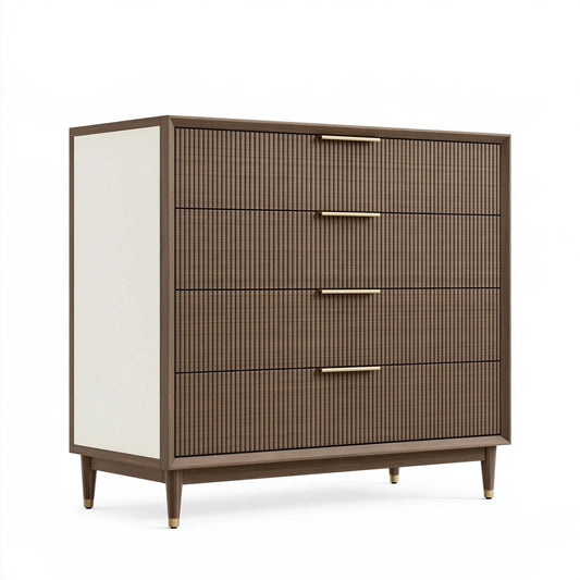 Cassettiera 120 x 45 x 110 cm in legno marrone e bianco per camera da letto - 4 cassetti stile moderno