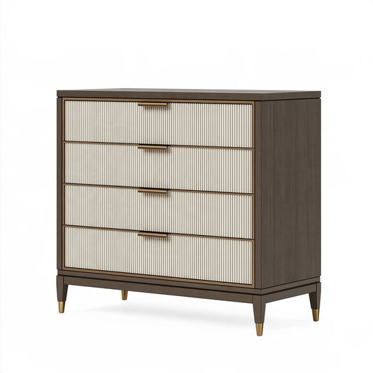 Cassettiera 90 x 45 x 100 cm in legno marrone e beige - 4 cassetti stile moderno