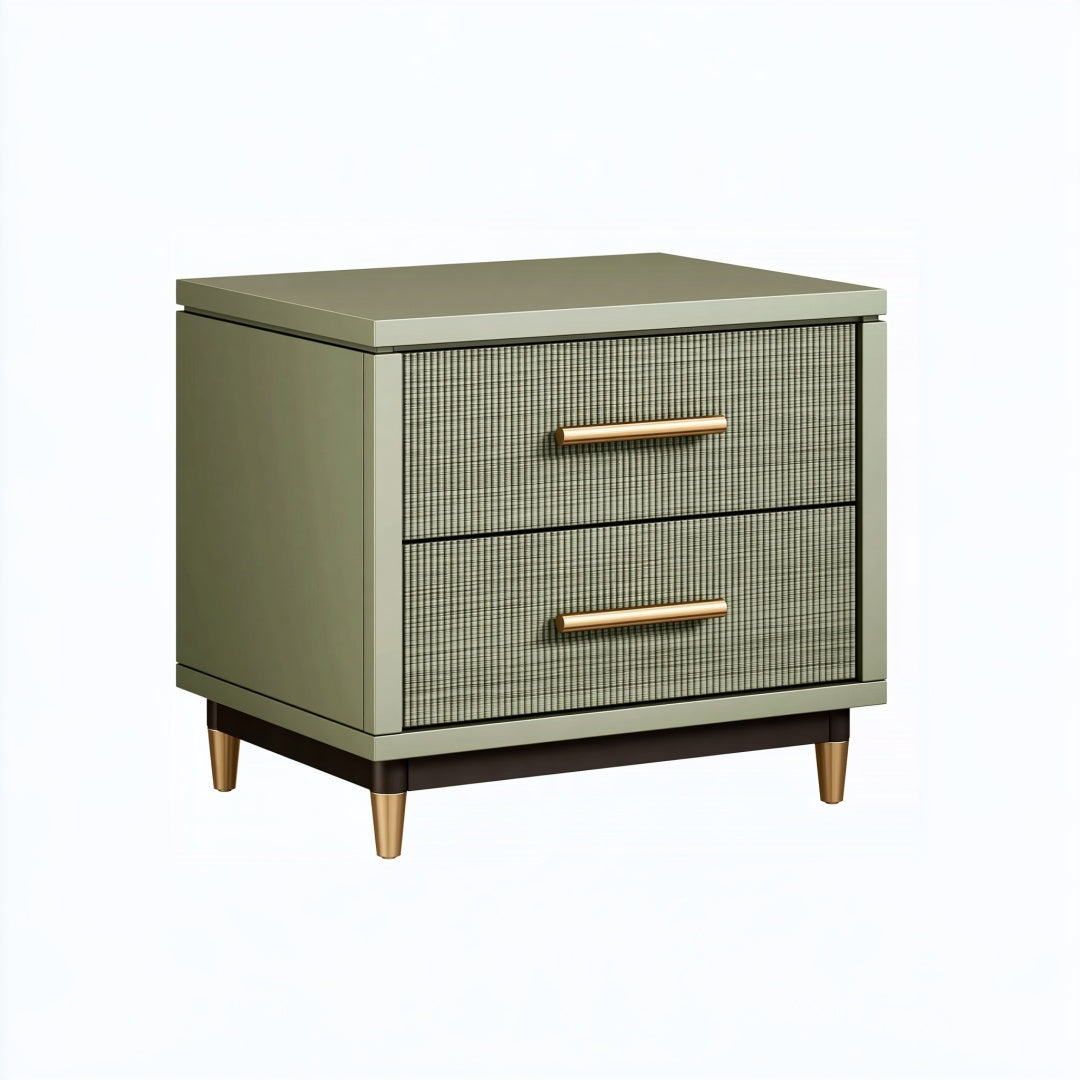 Comodino 55 x 45 x 60 cm in legno verde salvia con 2 cassetti stile moderno