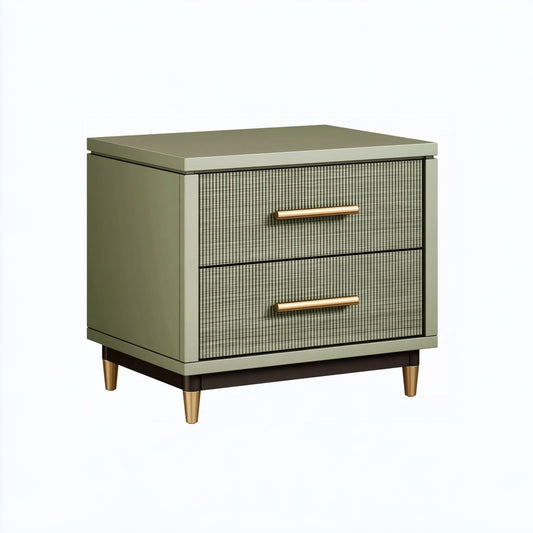 Comodino 55 x 45 x 60 cm in legno verde salvia con 2 cassetti stile moderno