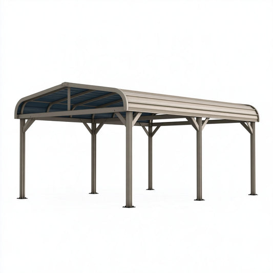 Tettoia per auto 500 x 300 x 280 cm in metallo grigio - copertura da esterno ad arco